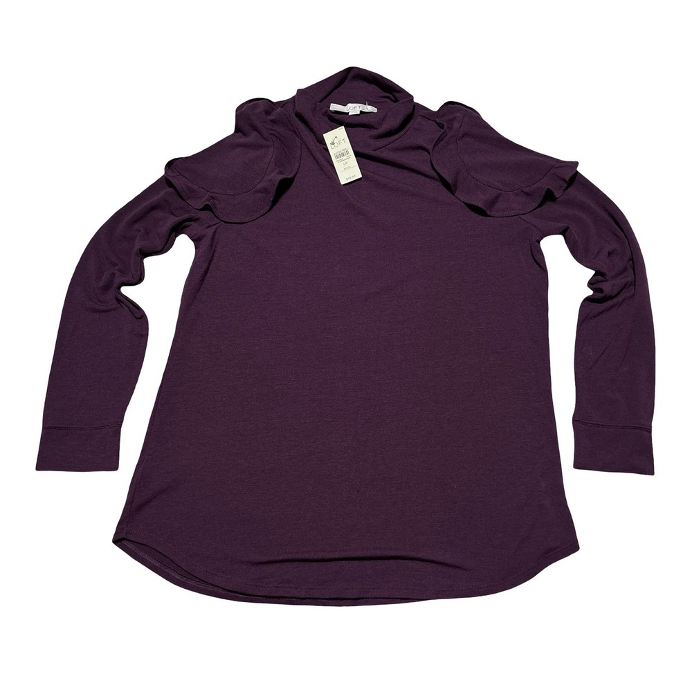 NWT LOFT Women's Long Sleeve Mock‎ Neck Shirt Purple Size LP 19.5 x 26